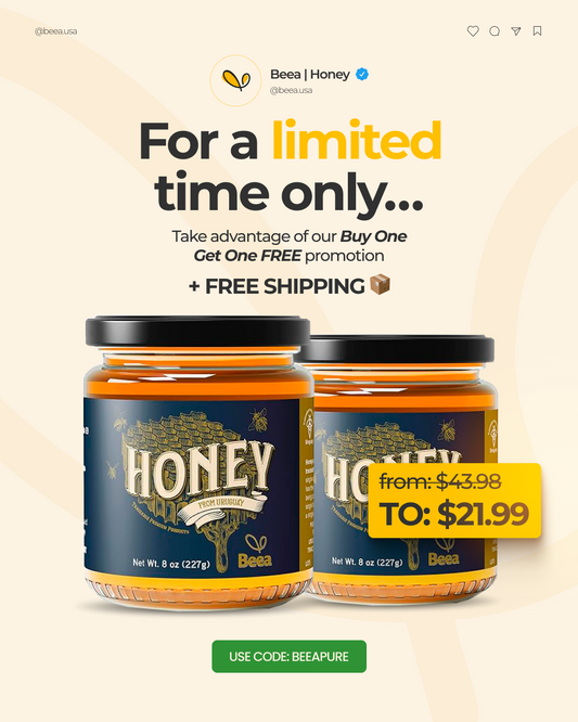 Premium Honey + FREE Wood Dipper (CODE: BEEAPURE)
